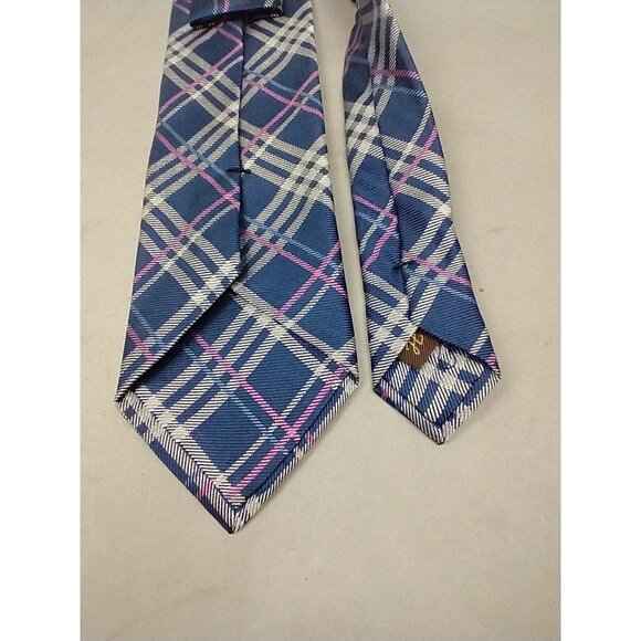 J. Hilburn Silk Tie Blue Pink White Men Necktie Italy Repp 58 X 3.5 - Picture 5 of 9
